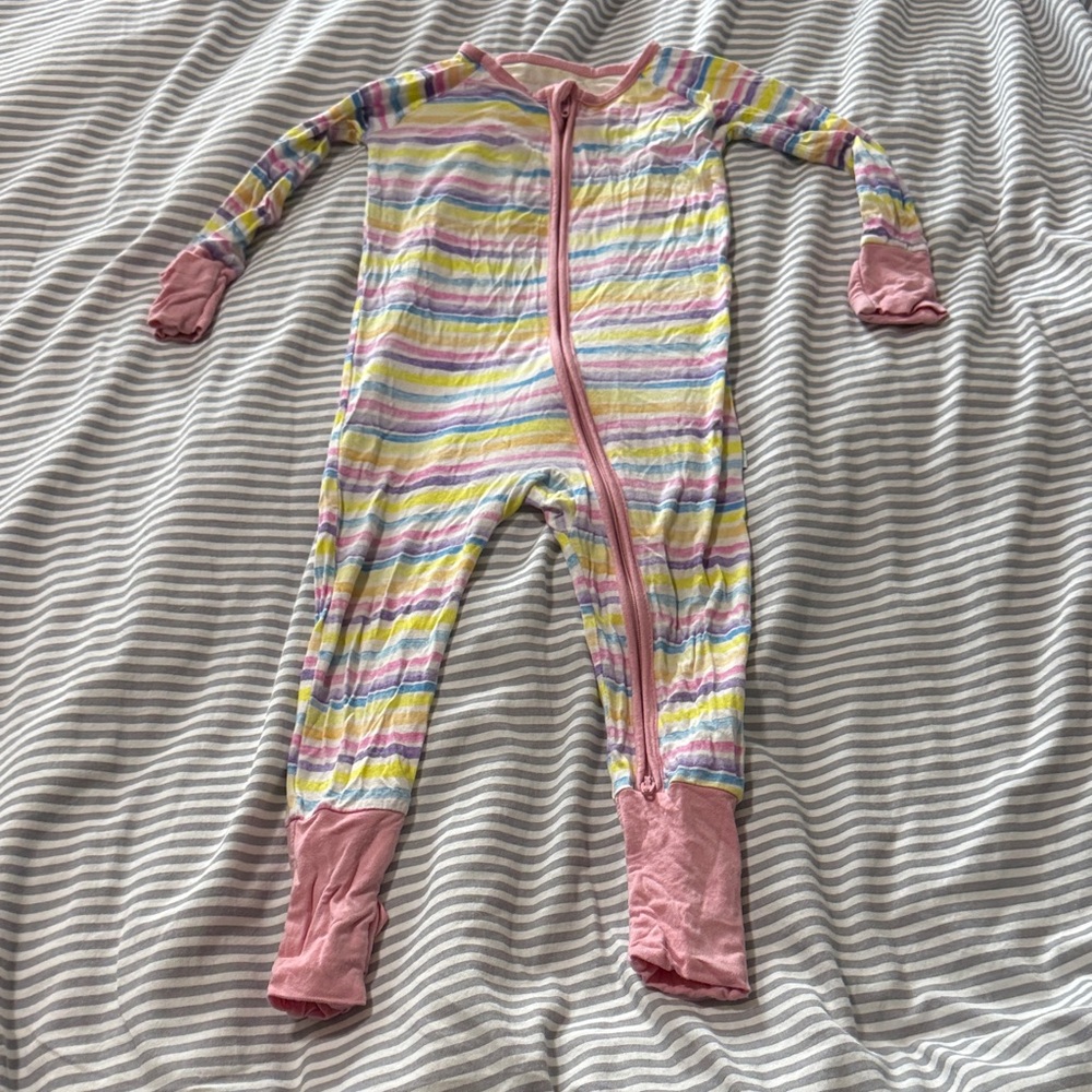 Little Sleepies striped zippy 6-12